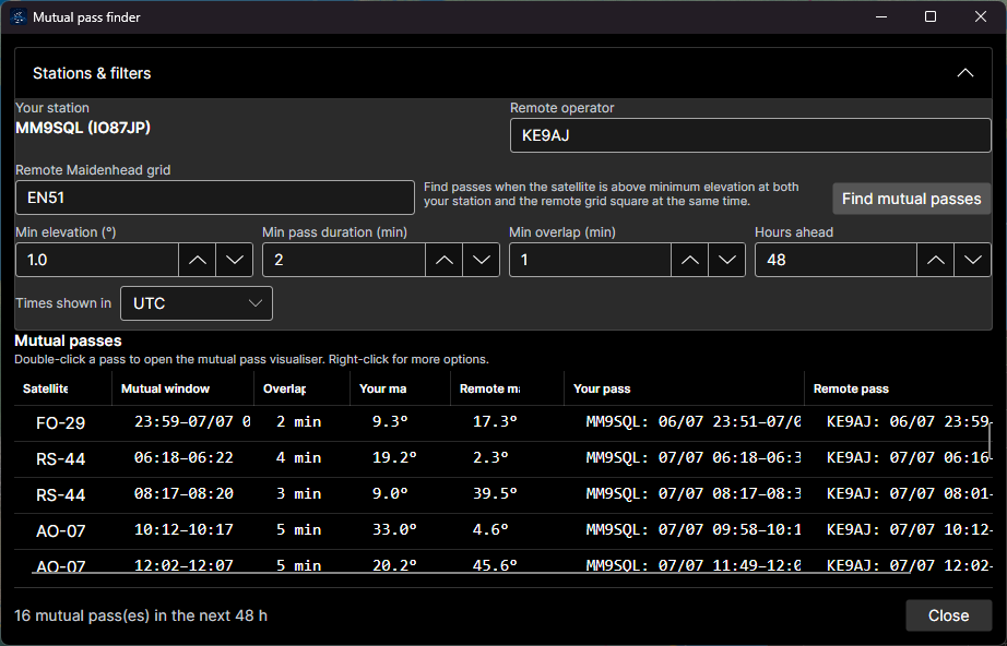 Pass planner and pass radar gallery